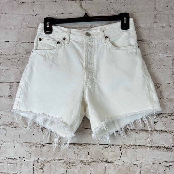 AGOLDE Size 25 Reese Cut Off Denim Jean Shorts Tissue Button Fly A9002-1183 - Picture 2 of 12